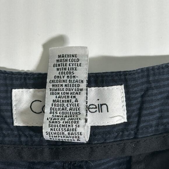Calvin Klein Navy Blue & Black Striped Cotton Bermuda Shorts Mens Size W32/L11 - Picture 9 of 15